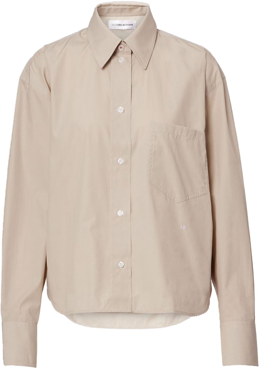 Victoria Beckham CROPPED LONG SLEEVE SHIRT Beige