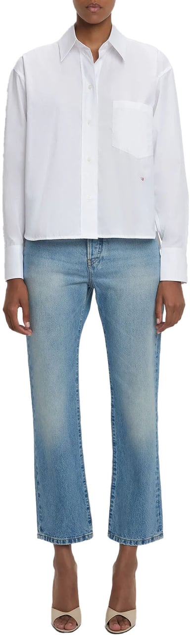 Victoria Beckham CROPPED LONG SLEEVE SHIRT WHITE Wit