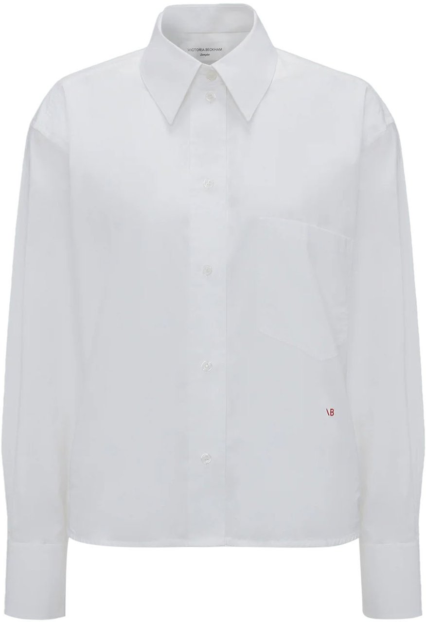 Victoria Beckham CROPPED LONG SLEEVE SHIRT WHITE Wit