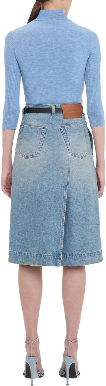 Victoria Beckham Denim Wrap Light Blue Blauw