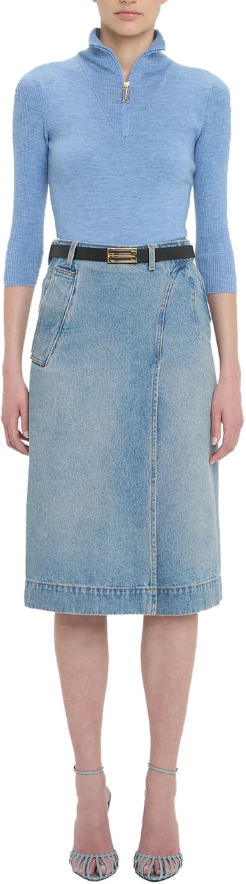 Victoria Beckham Denim Wrap Light Blue Blauw