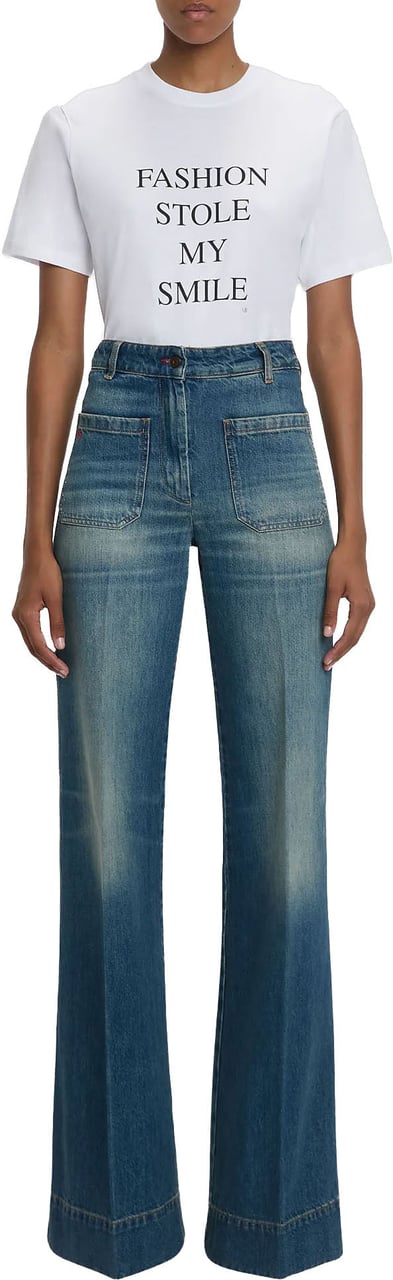 Victoria Beckham SLOGAN T-SHIRT MODE STOLE MIJN GLIMLACH Wit