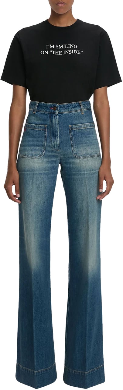 Victoria Beckham SLOGAN TEE IM SMILING ON THE INSIDE BLACK Zwart