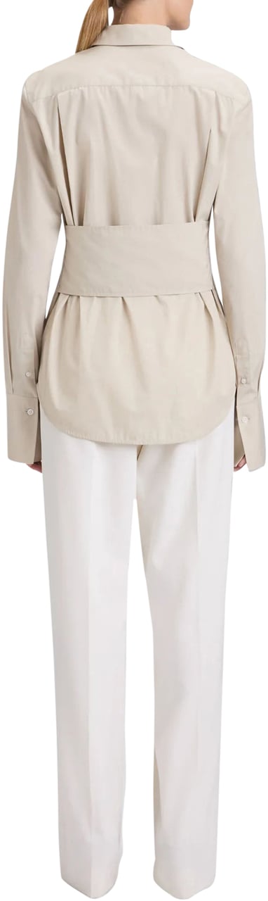Victoria Beckham TAB DETAIL LONG SLEEVE SHIRT Beige