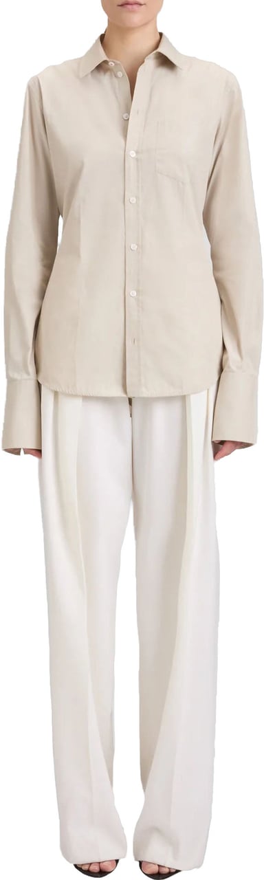 Victoria Beckham OVERHEMD MET LANGE MOUWEN EN TAB-DETAILS Beige