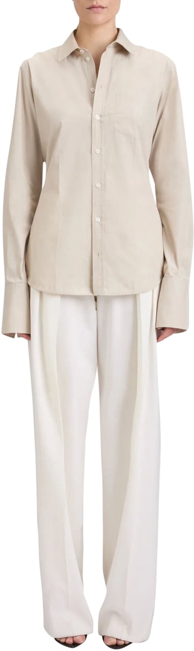 Victoria Beckham TAB DETAIL LONG SLEEVE SHIRT Beige