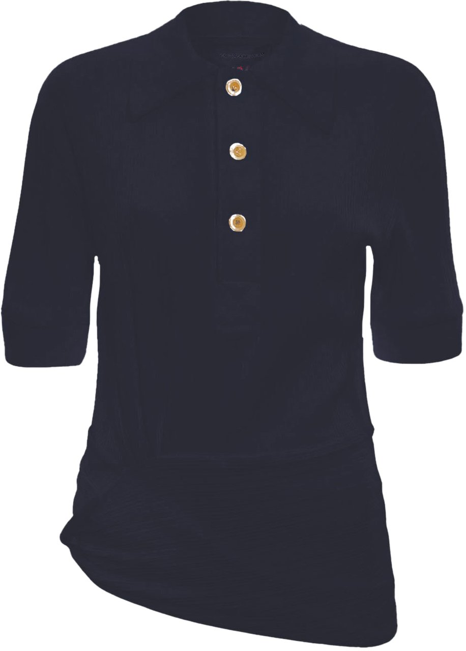 Victoria Beckham TWIST DETAIL POLO TOP NAVY Blauw