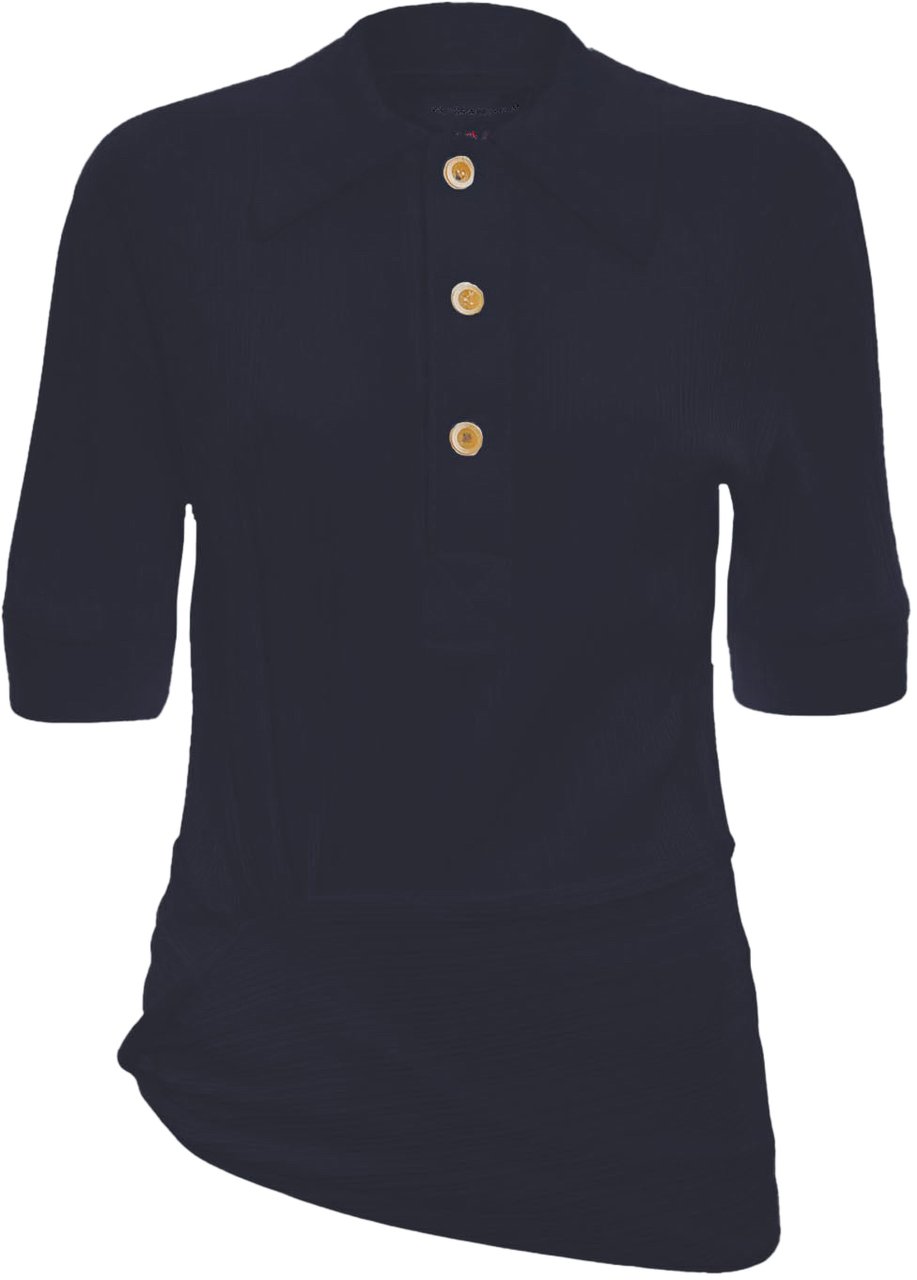 Victoria Beckham Polo top met twist-detail, marineblauw. Navy