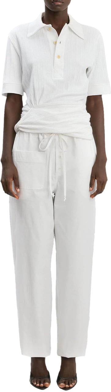 Victoria Beckham TWIST DETAIL POLO TOP WHITE Wit