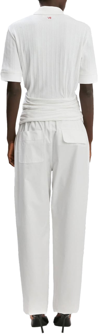 Victoria Beckham TWIST DETAIL POLO TOP WHITE Wit