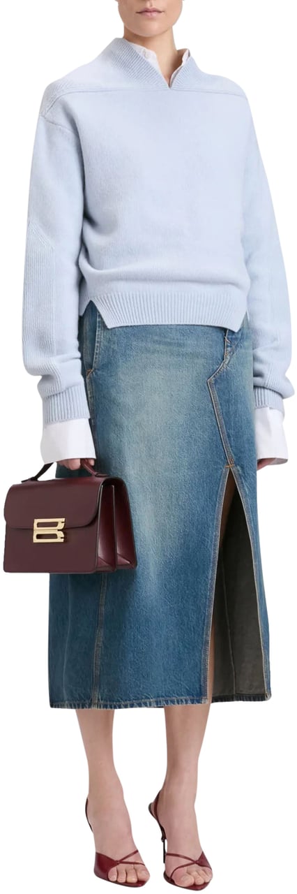 Victoria Beckham Yoke Detail Light Blue Blauw