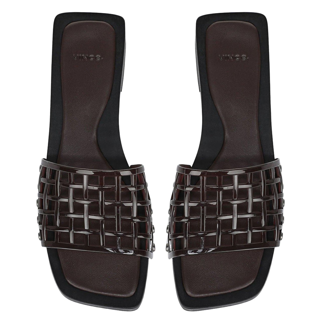 Vince Brown Mesh Sandals with Side Studs Zwart