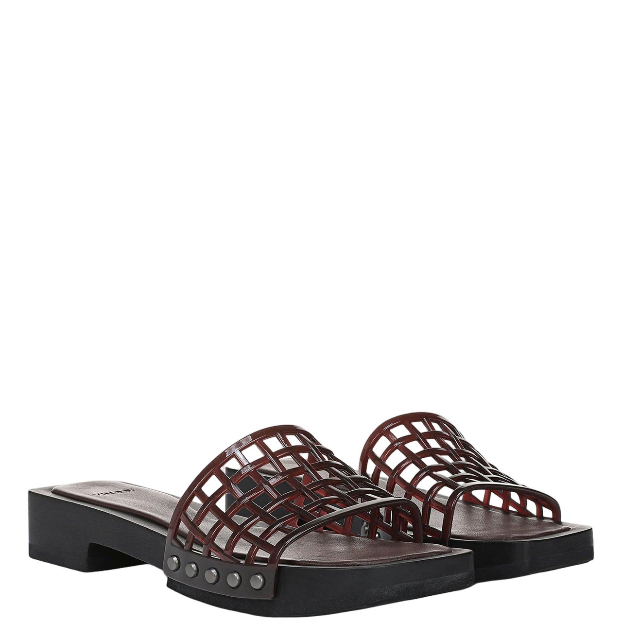 Vince Brown Mesh Sandals with Side Studs Zwart