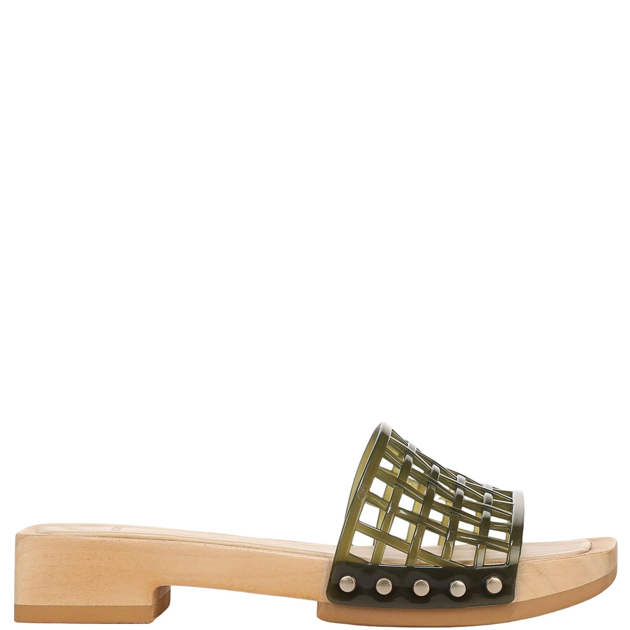 Vince Wooden-Sole Sandals with Green Mesh Upper Bruin