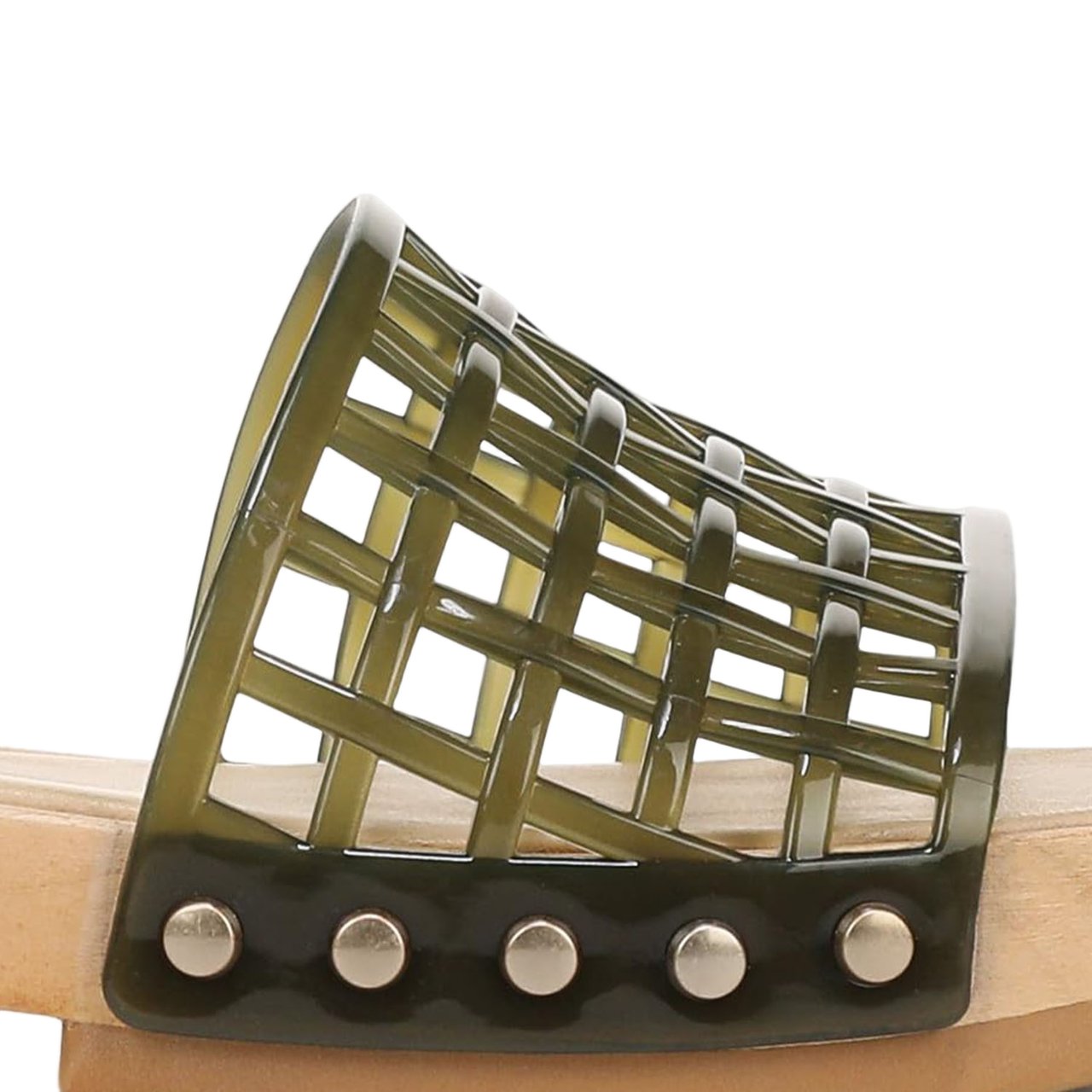 Vince Wooden-Sole Sandals with Green Mesh Upper Bruin