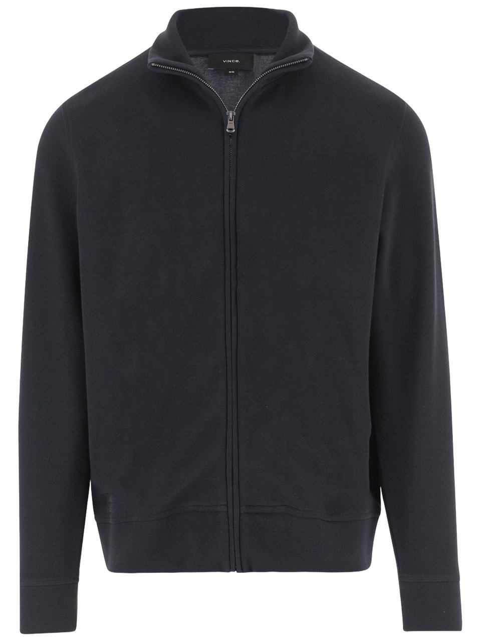 Vince Cotton Blend Zip-Up Sweater Zwart