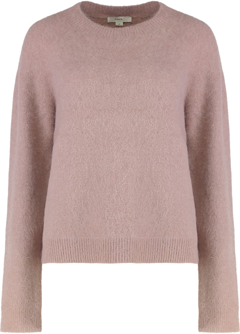 Vince Round neck sweater in brushed alpaca blend Roze