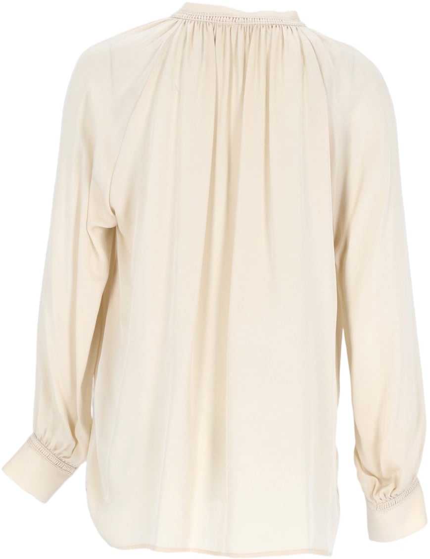 Vince Silk Blouse with Gentle Gathers and Elasticized Cuffs Neutraal