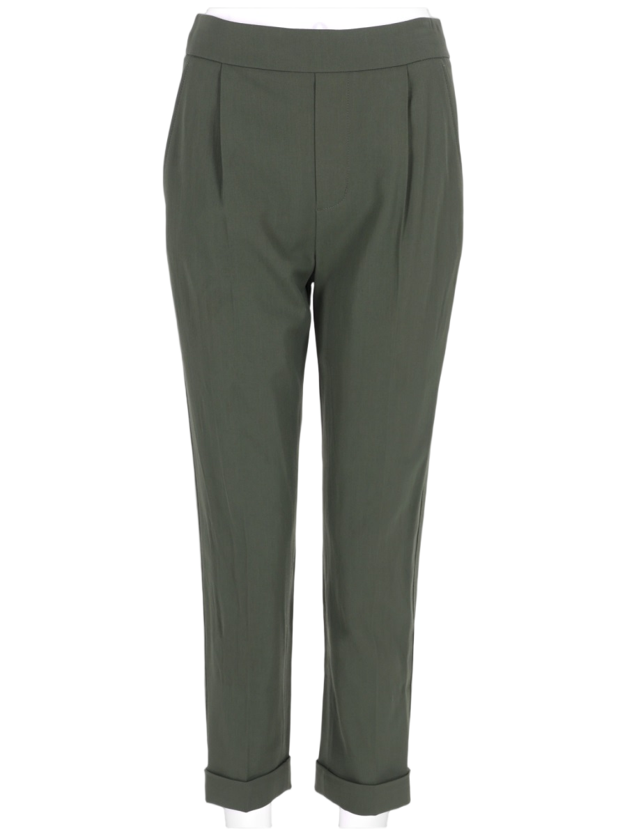 Vince Slim Tapered Cropped Pants with Pleated Front Groen