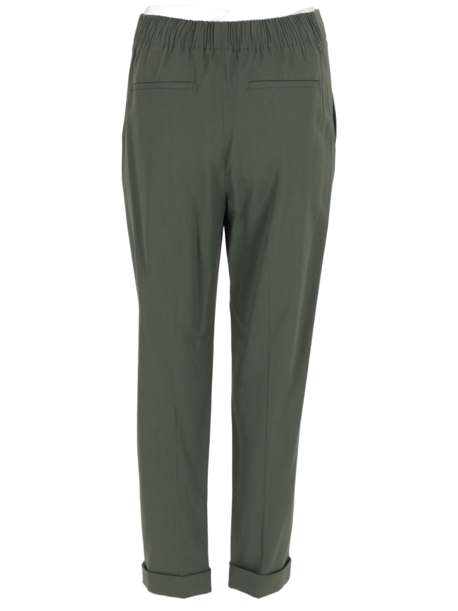 Vince Slim Tapered Cropped Pants with Pleated Front Groen
