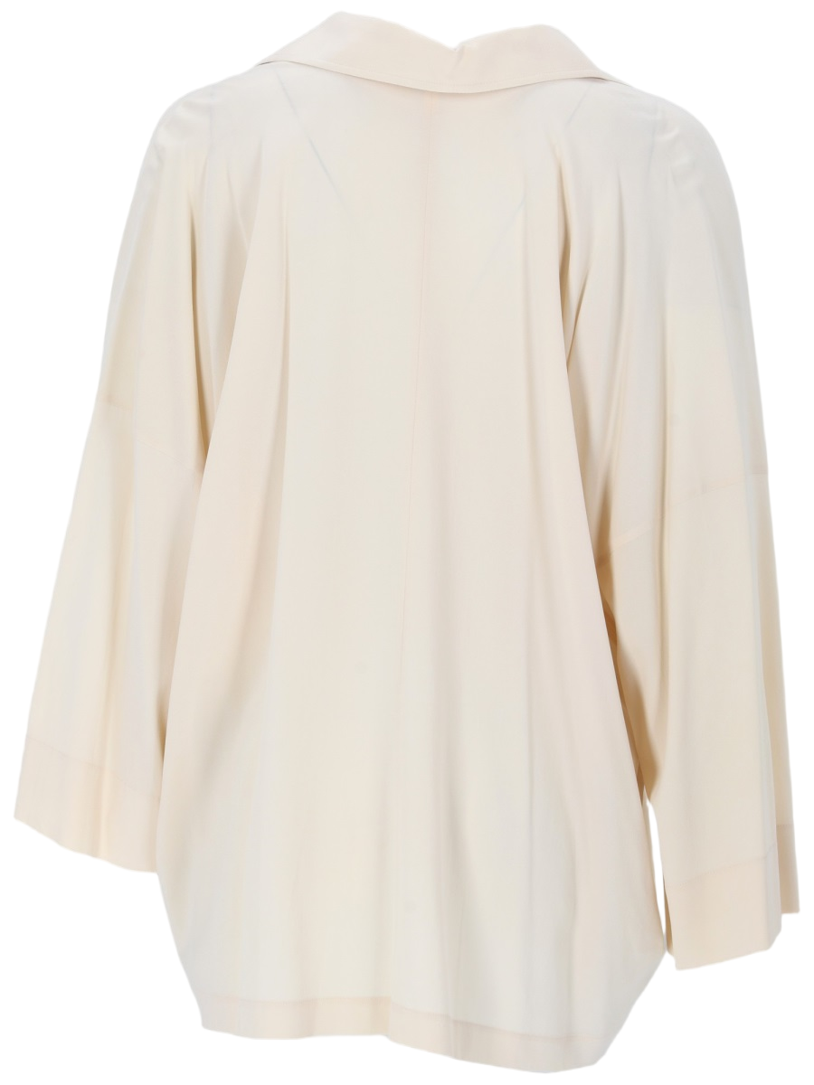 Vince Loose-Fitting Light Beige Silk Blouse With Asymmetrical Hem Neutraal