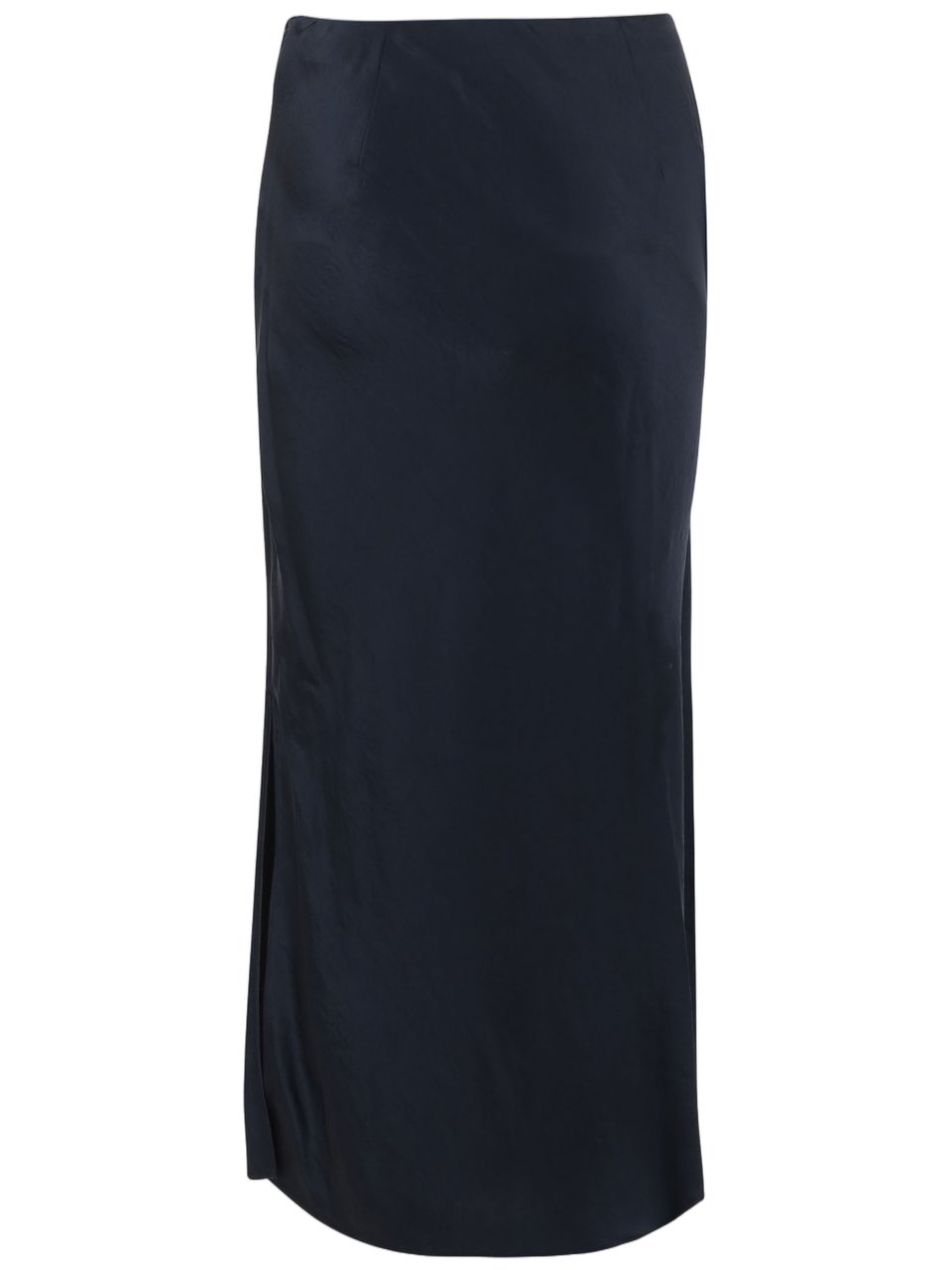 Vince Flowing Long Skirt with Side Slit and Flared Hem Zwart