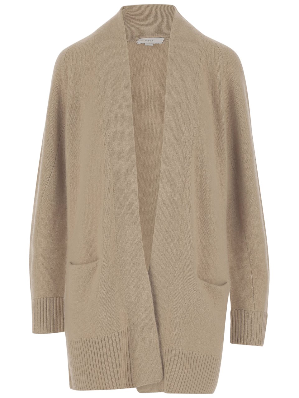 Vince Cashmere Cardigan with Deep V-neck and Patch Pockets Neutraal