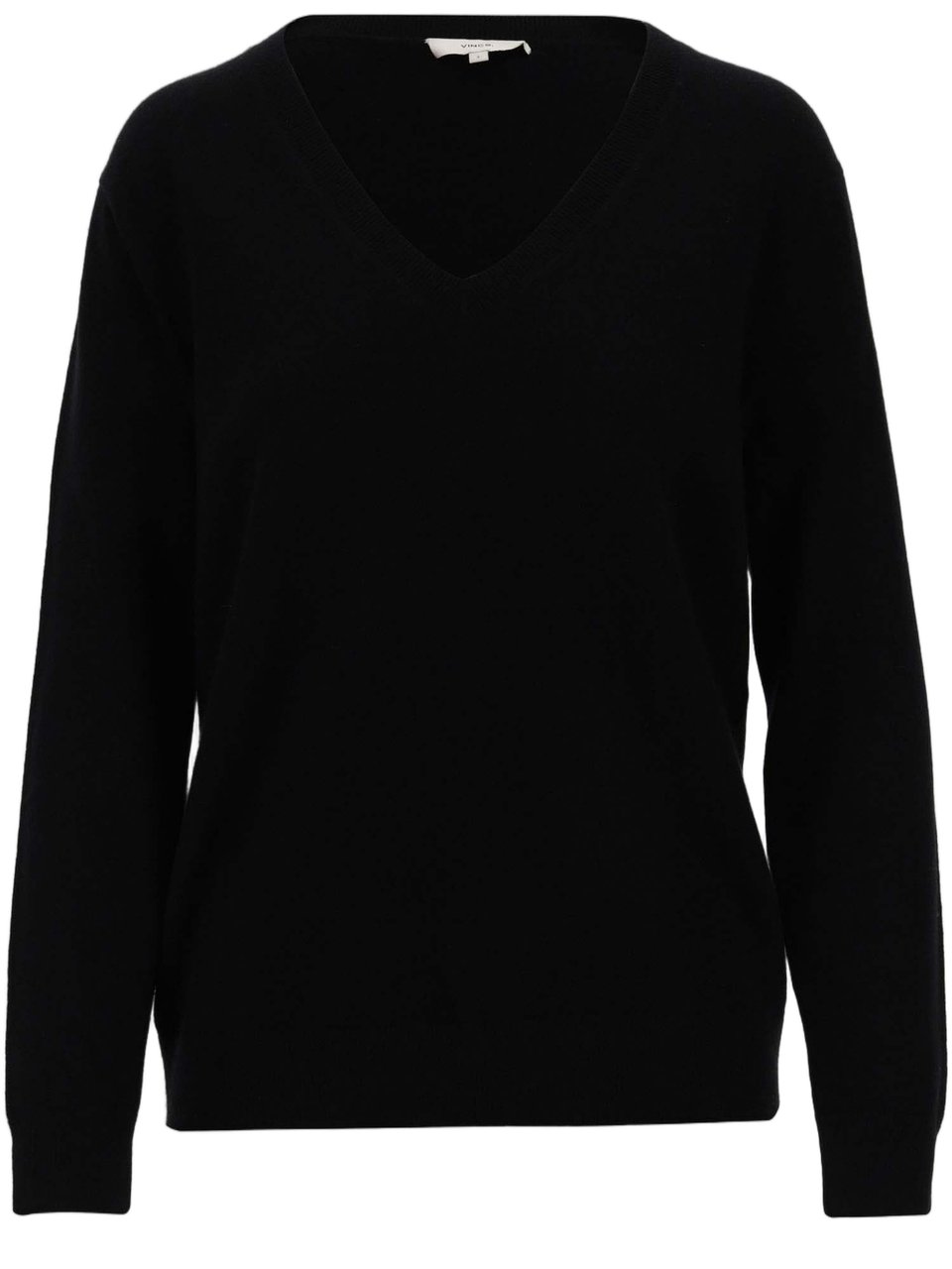 Vince V-neck Cashmere Sweater with Ribbed Cuffs and Straight Hem Zwart