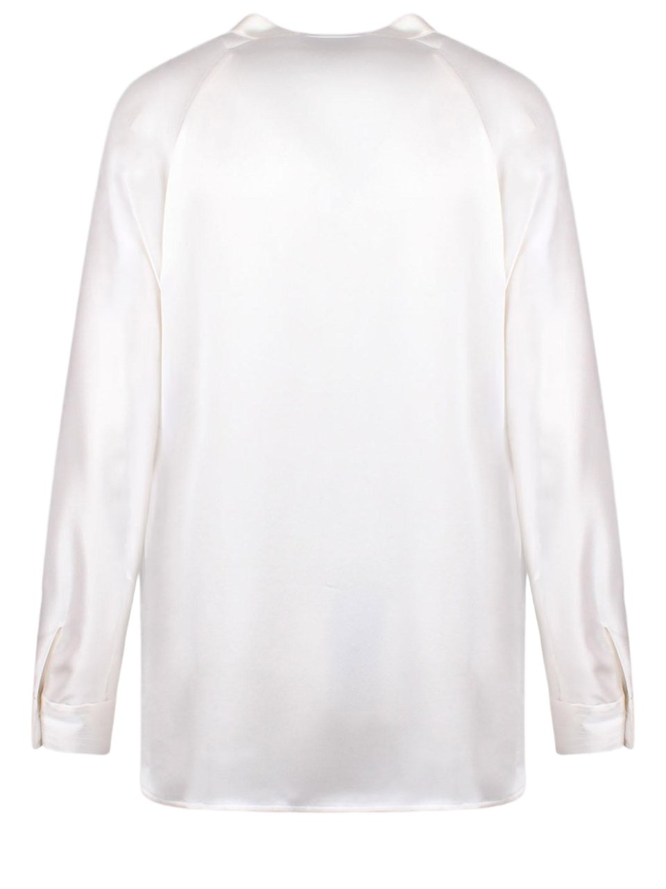 Vince Silk V-Neck Blouse with Mandarin Collar and Adjustable Cuffs Wit