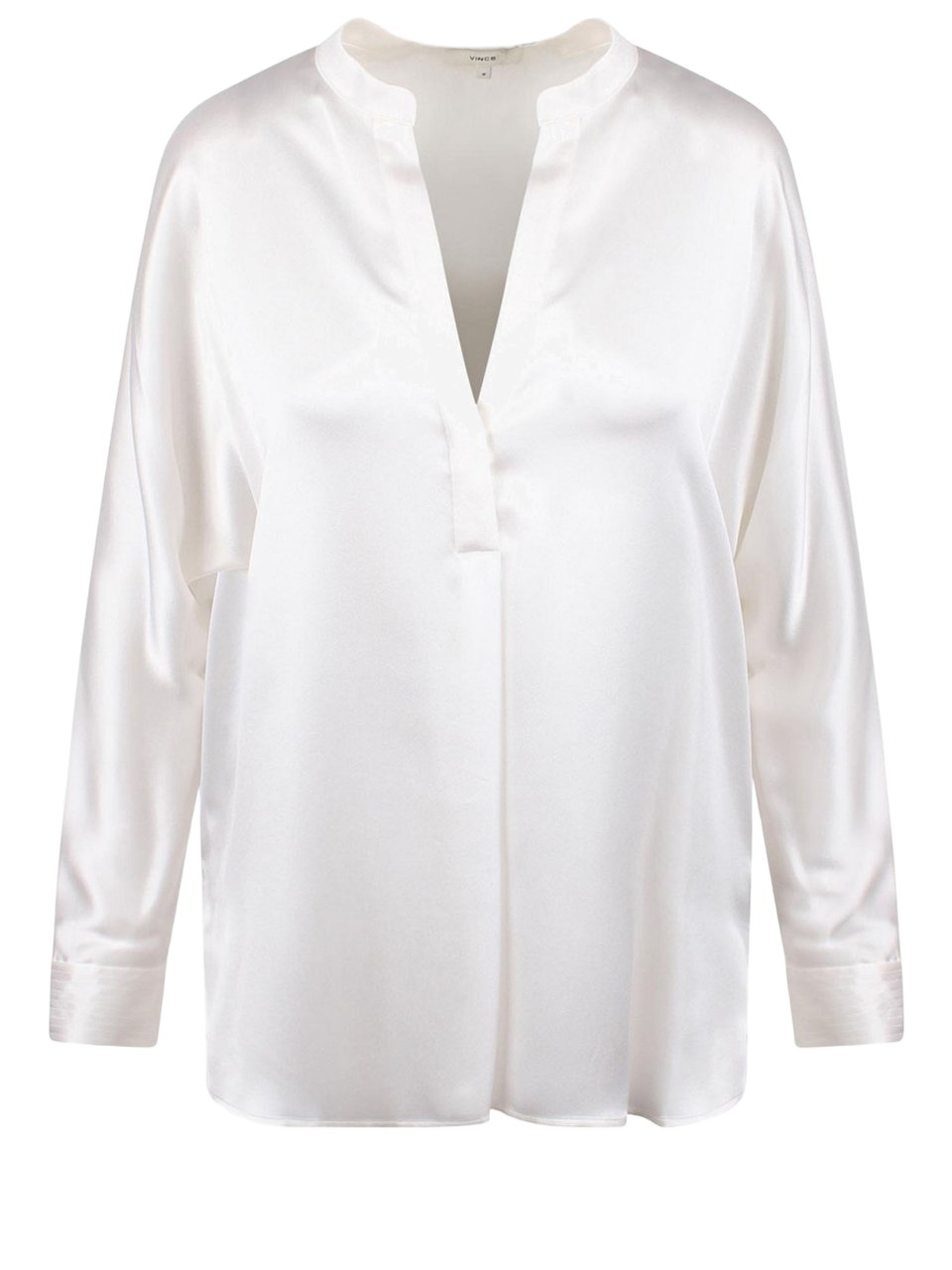 Vince Silk Shirt with V-Neck and Mandarin Collar Wit