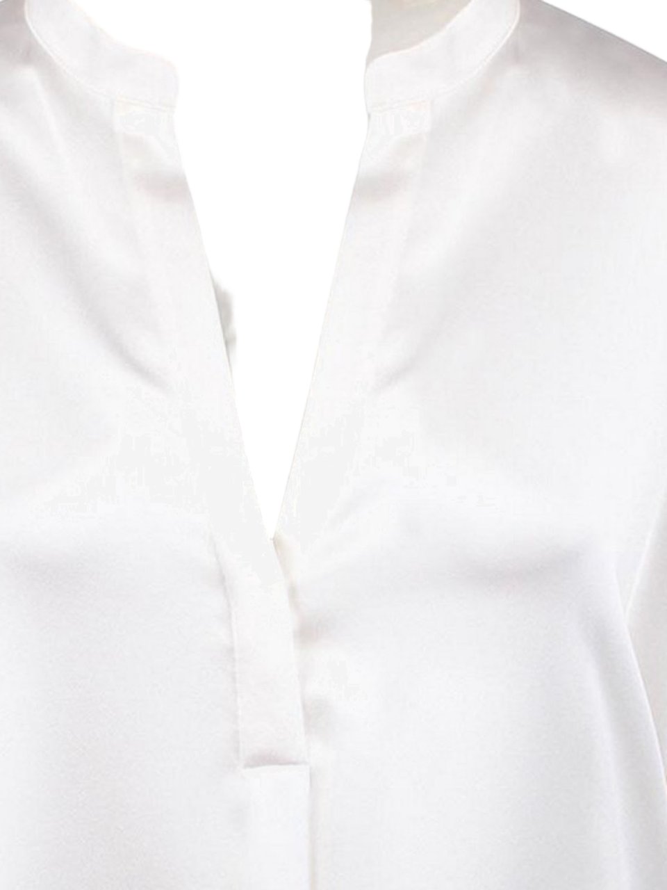 Vince Silk Shirt with V-Neck and Mandarin Collar Wit