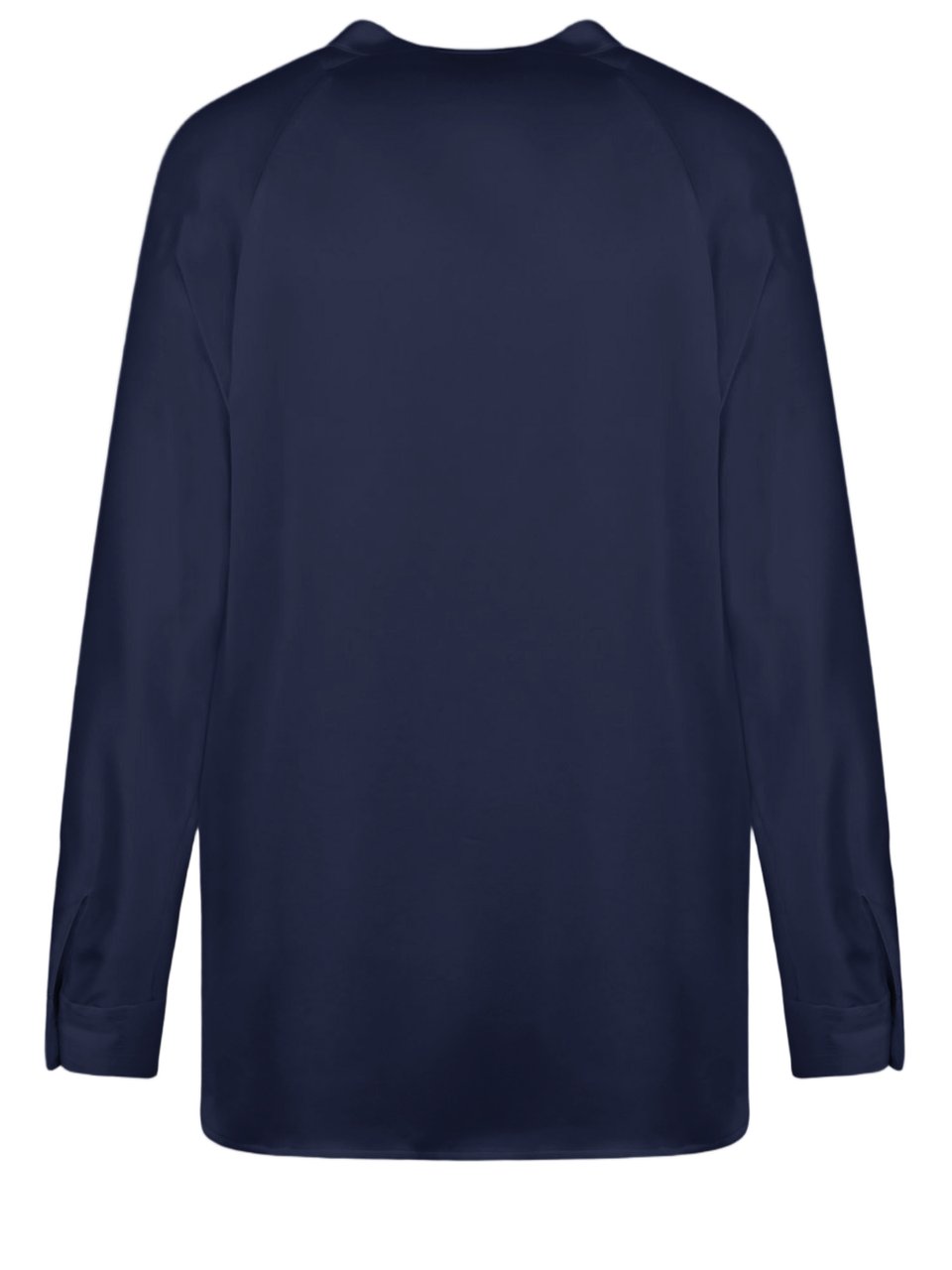 Vince Silk Long-Sleeved Shirt with Mandarin Collar and V-Neck Blauw