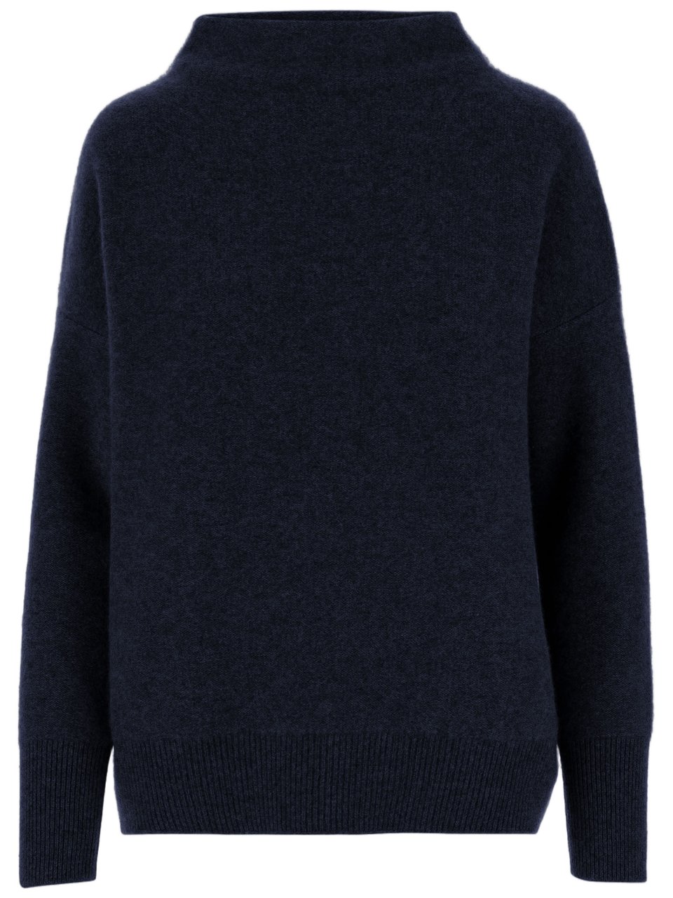Vince Dark Navy Cashmere Turtleneck Sweater with Ribbed Accents Zwart