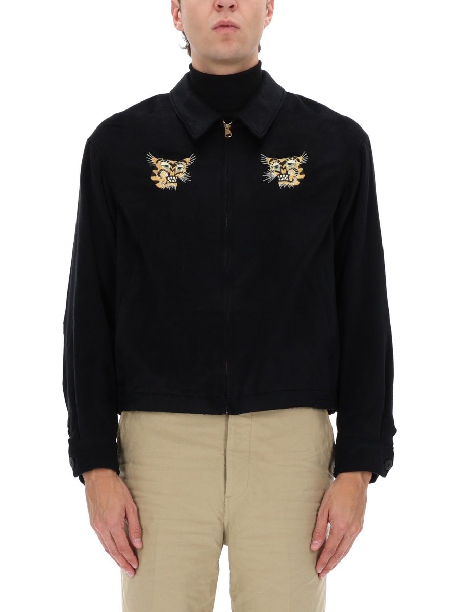 Visvim Black Silk Norad Blouson Bomber Jacket Zwart