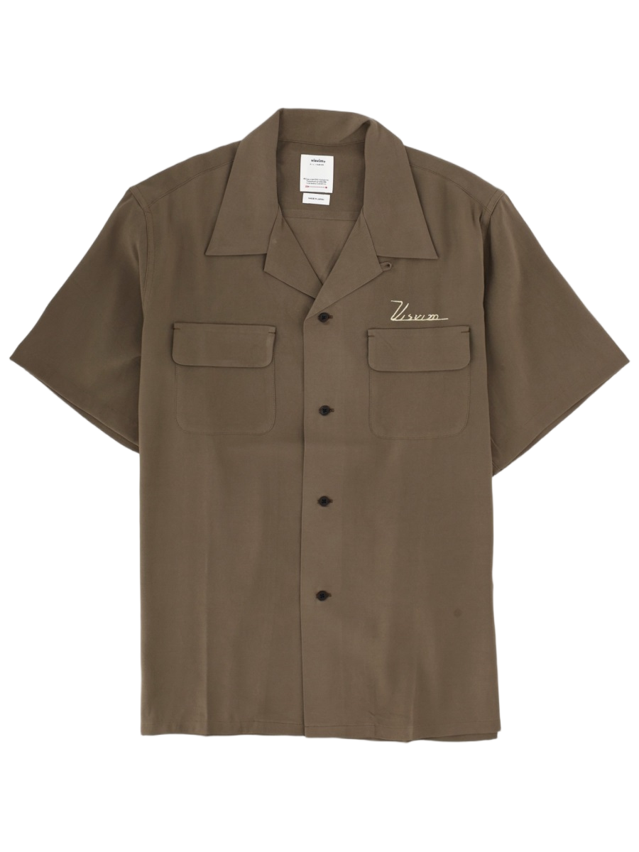 Visvim Neutrals Short-Sleeve Camp Collar Rayon Shirt Grijs