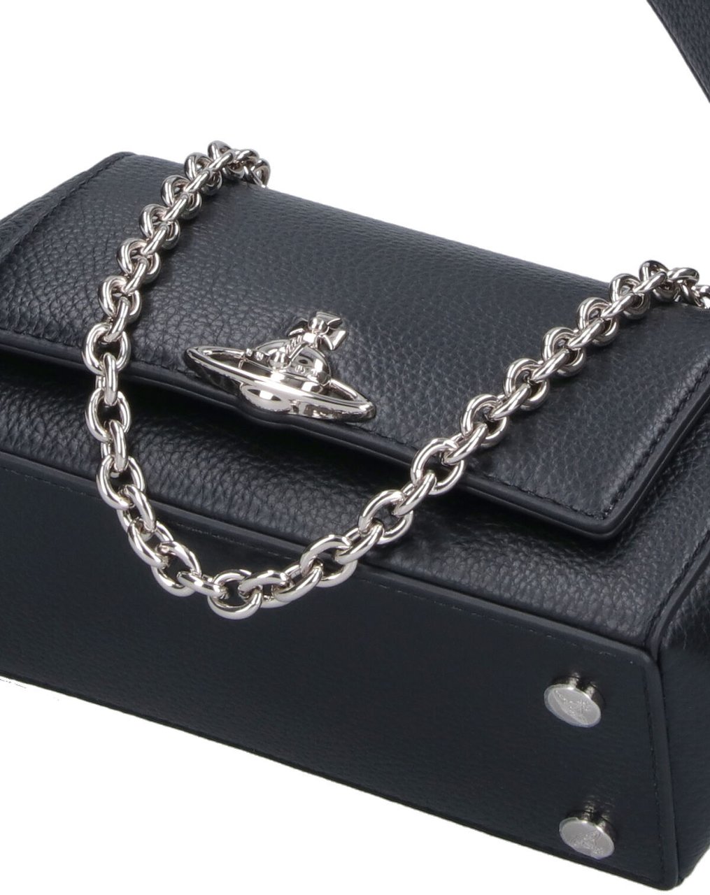 Vivienne Westwood Hazel Textured Polyurethane Orb Shoulder Bag Zwart