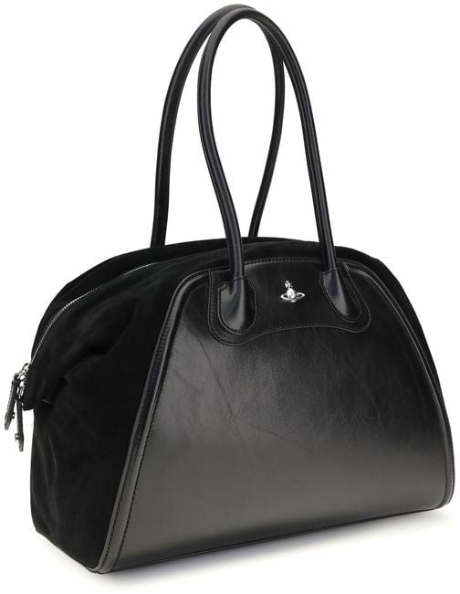 Vivienne Westwood Black Calf Leather Bos Taurus Shoulder Bag Zwart