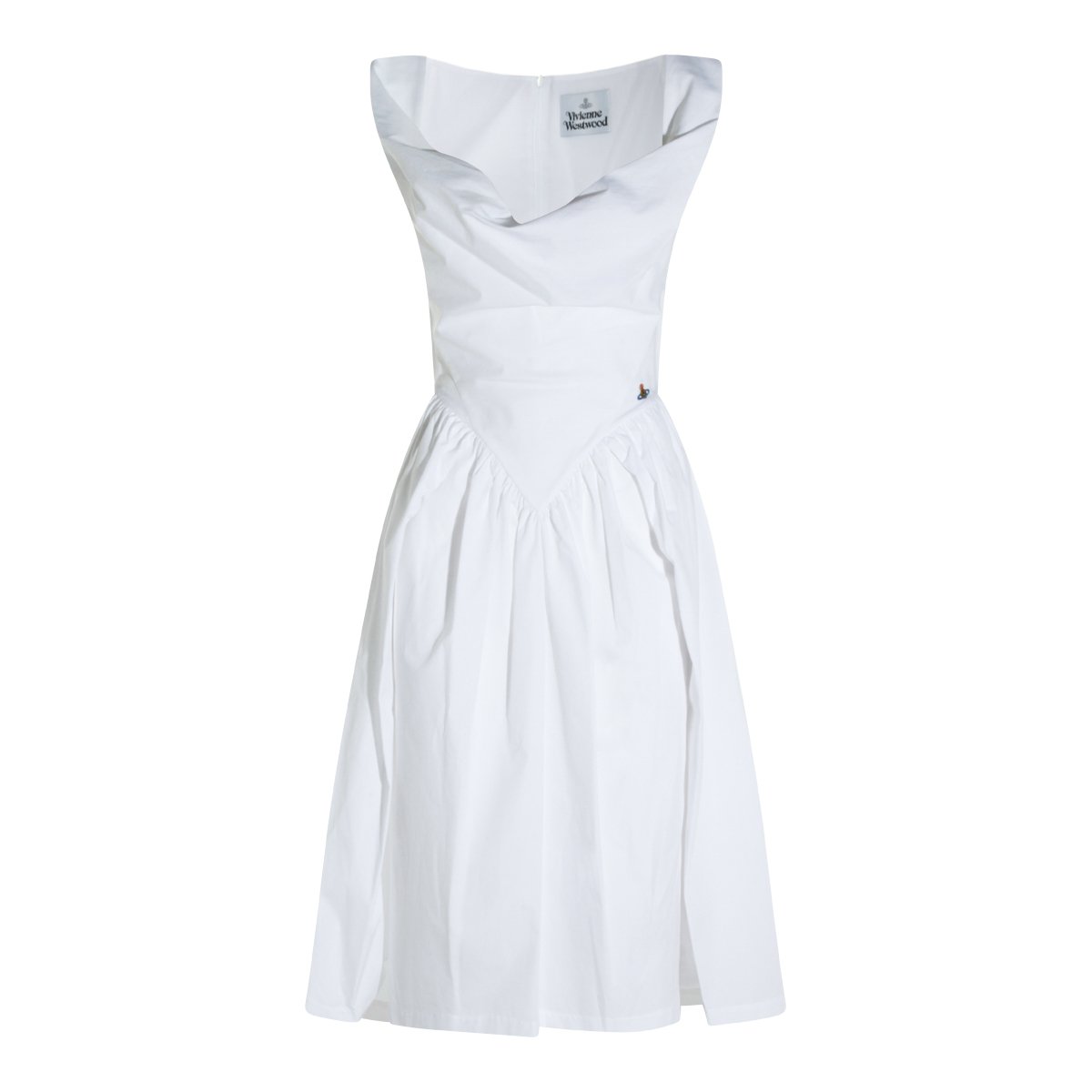 Vivienne Westwood Structured Bodice Midi Dress With Draped Neckline Wit