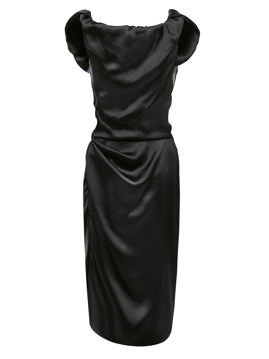 Vivienne Westwood Black Ginnie Amber Polyester Midi Dress Zwart