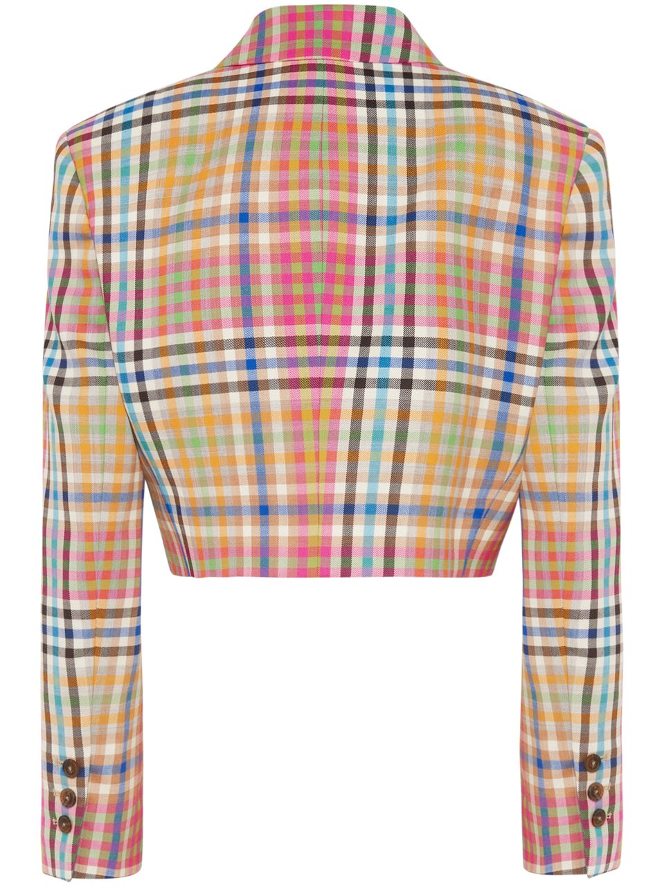 Vivienne Westwood Cropped Multicolor Plaid Jacket with Double-Breasted Front Grijs