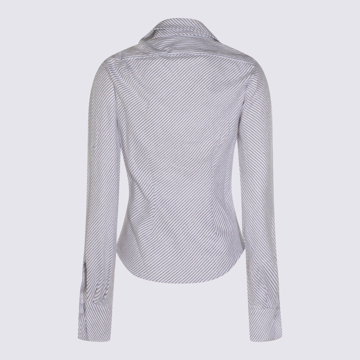 Vivienne Westwood Twisted Front Shirt with Diagonal Stripes and Classic Collar Wit