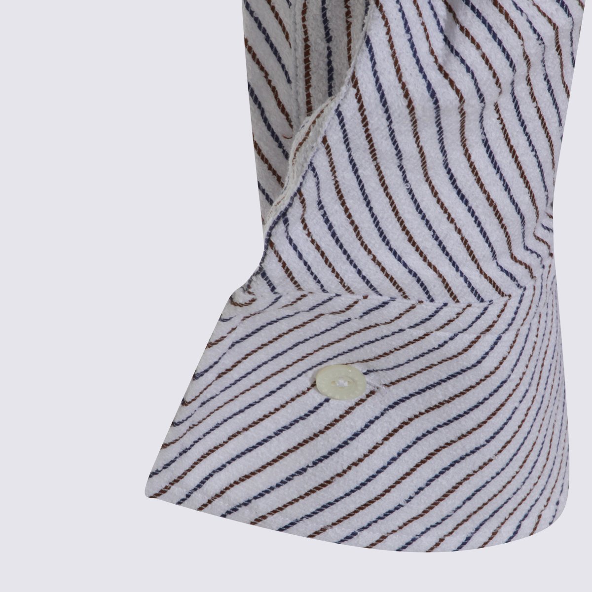 Vivienne Westwood Twisted Front Shirt with Diagonal Stripes and Classic Collar Wit