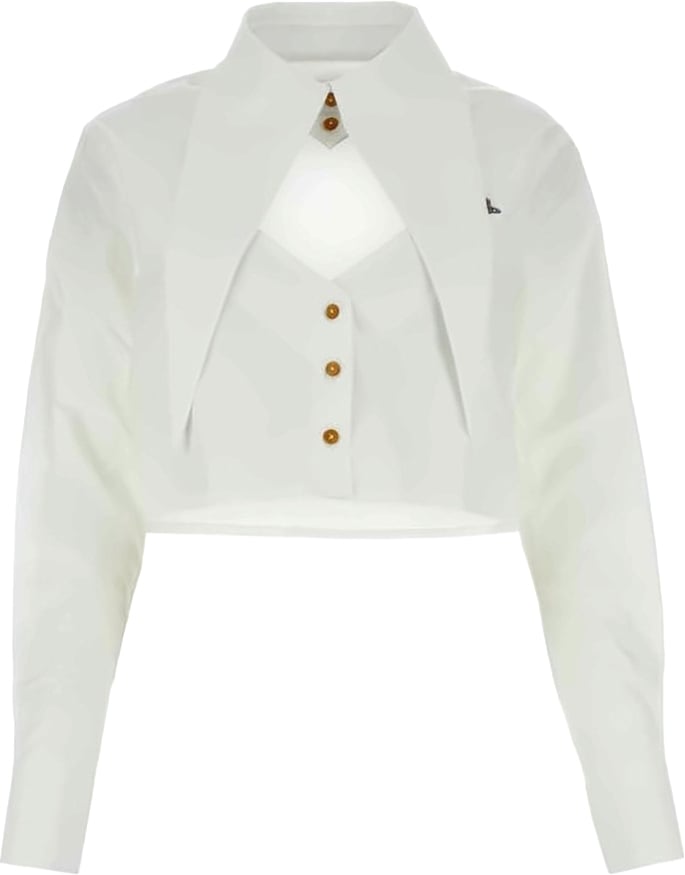 Vivienne Westwood Cut Off Heart Cropped Pointer Shirt Wit