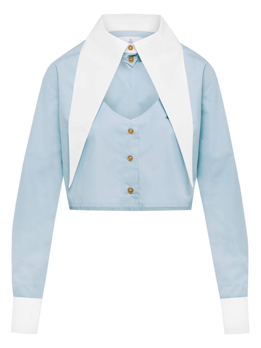Vivienne Westwood Cut Off Heart Cropped Pointed Shirt Grijs