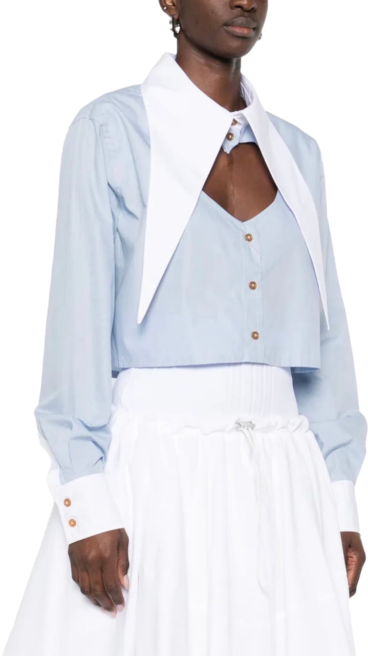 Vivienne Westwood Cut Off Heart Shirt Blue/white Mix Wit