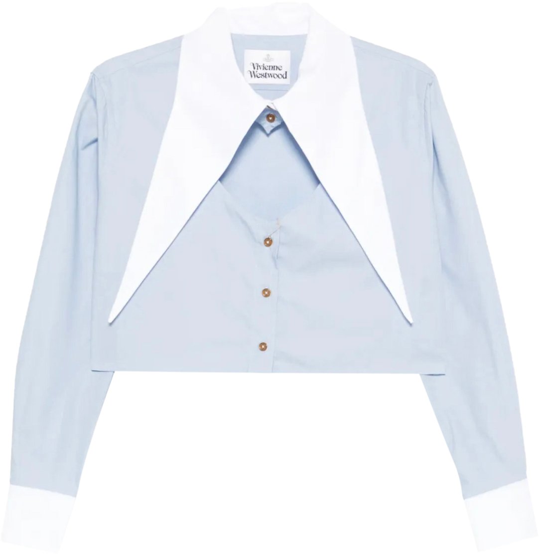 Vivienne Westwood Cut Off Heart Shirt Blue/white Mix Wit