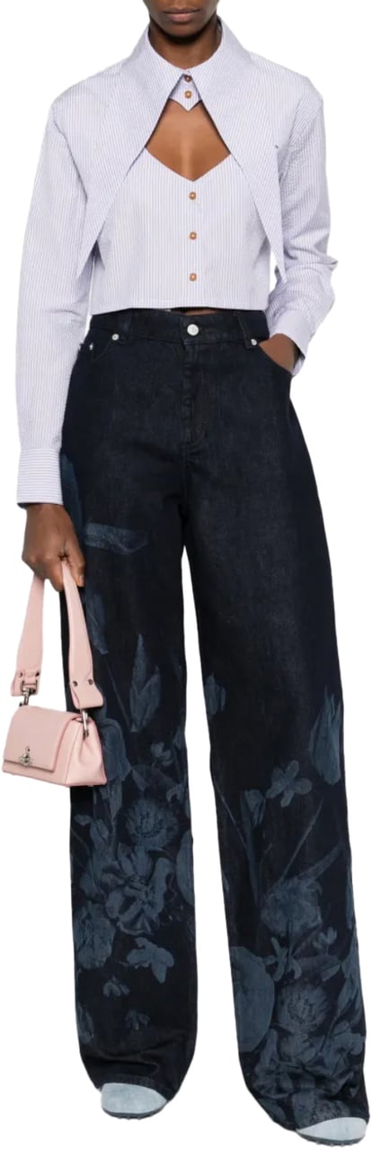 Vivienne Westwood Cut Off Heart Shirt White/blue Stripe Wit