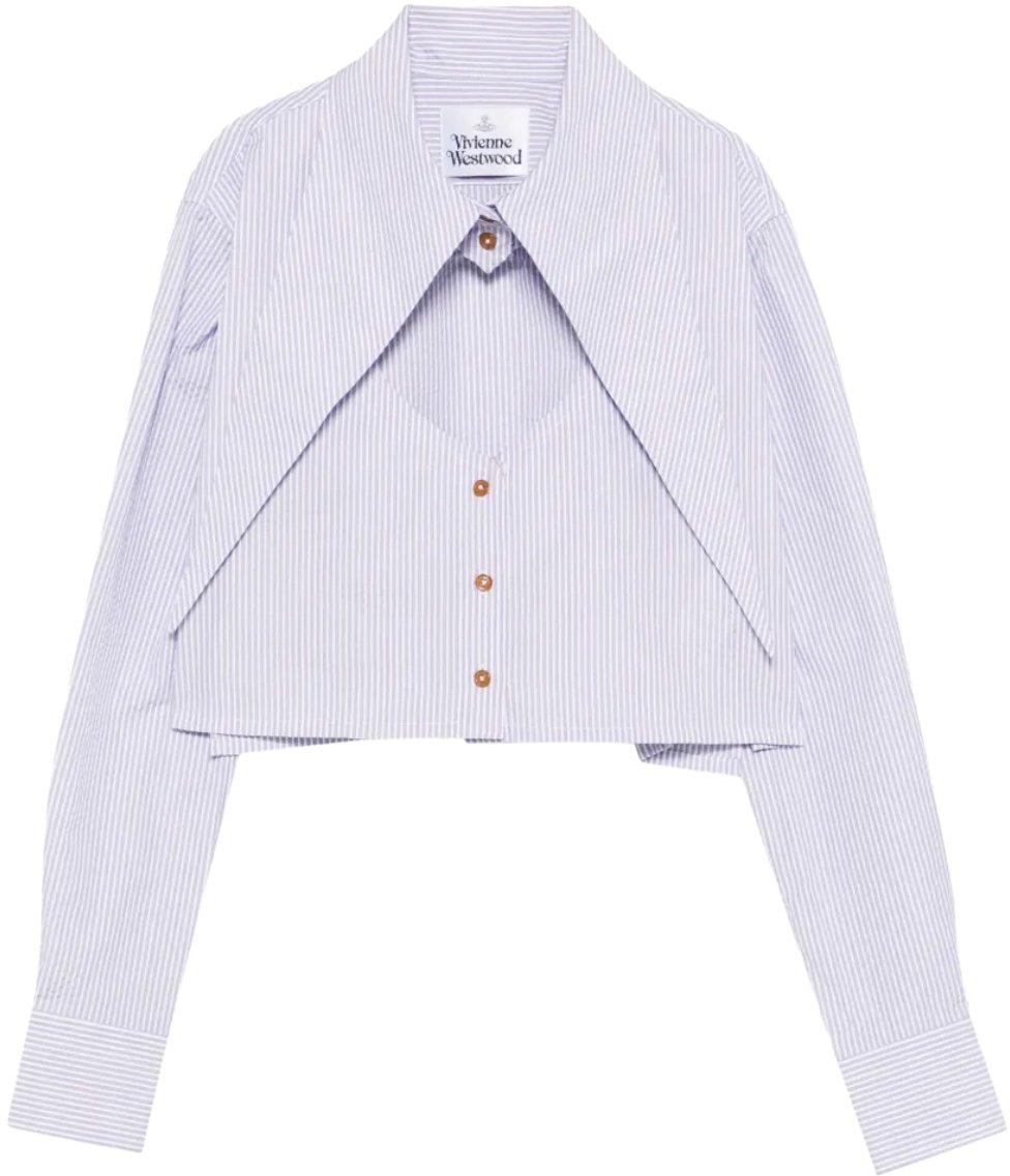 Vivienne Westwood Cut Off Heart Shirt White/blue Stripe Wit