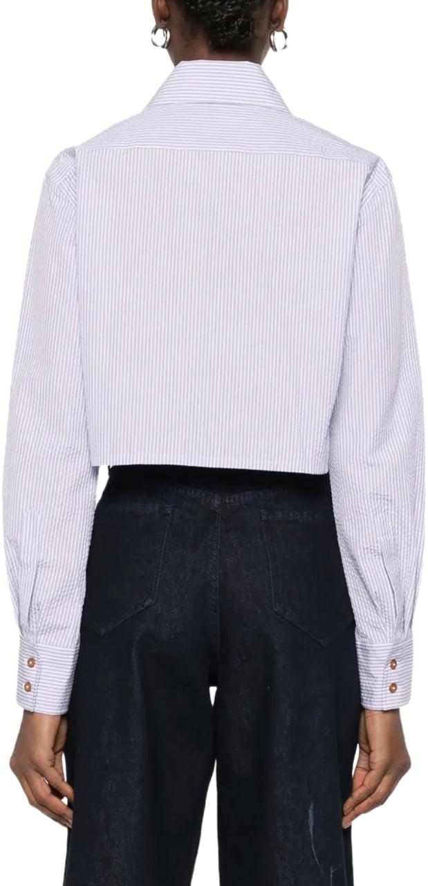 Vivienne Westwood Cut Off Heart Shirt White/blue Stripe Wit