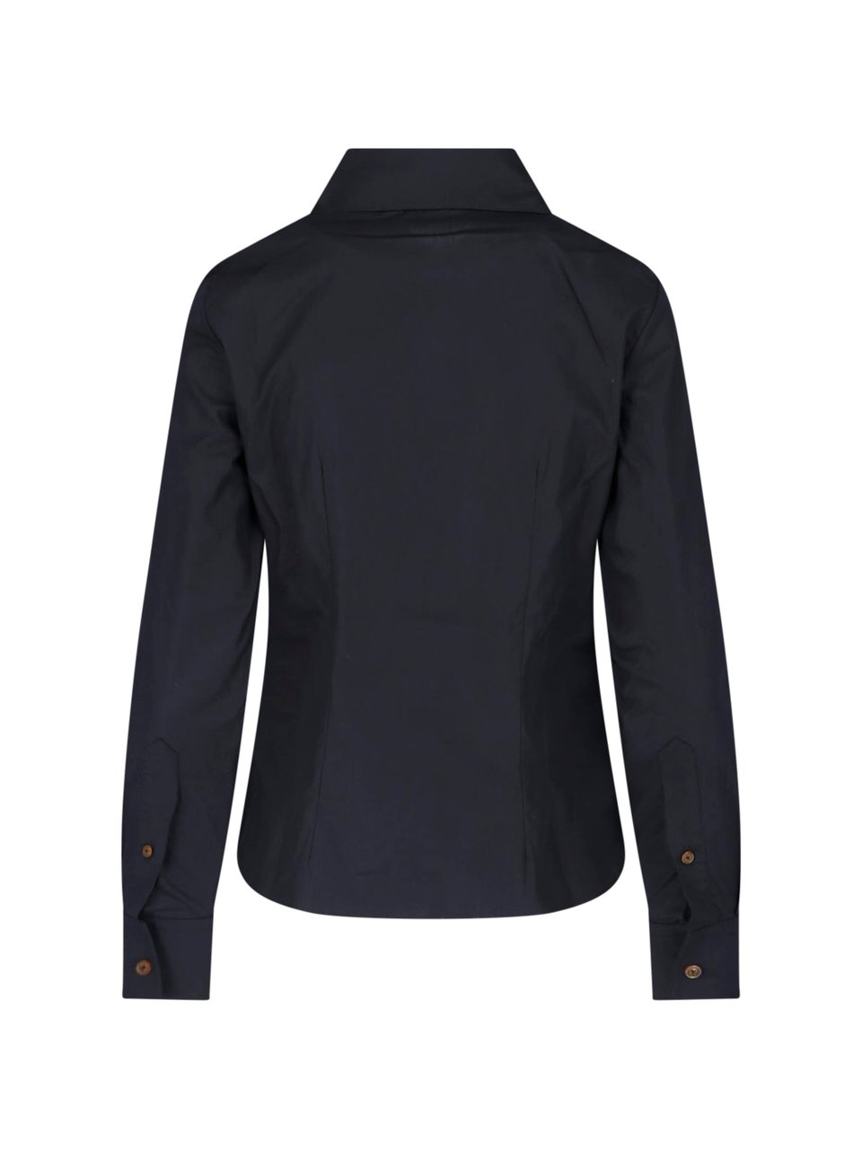 Vivienne Westwood Fitted Black Shirt with Oversized Pointed Collar Zwart